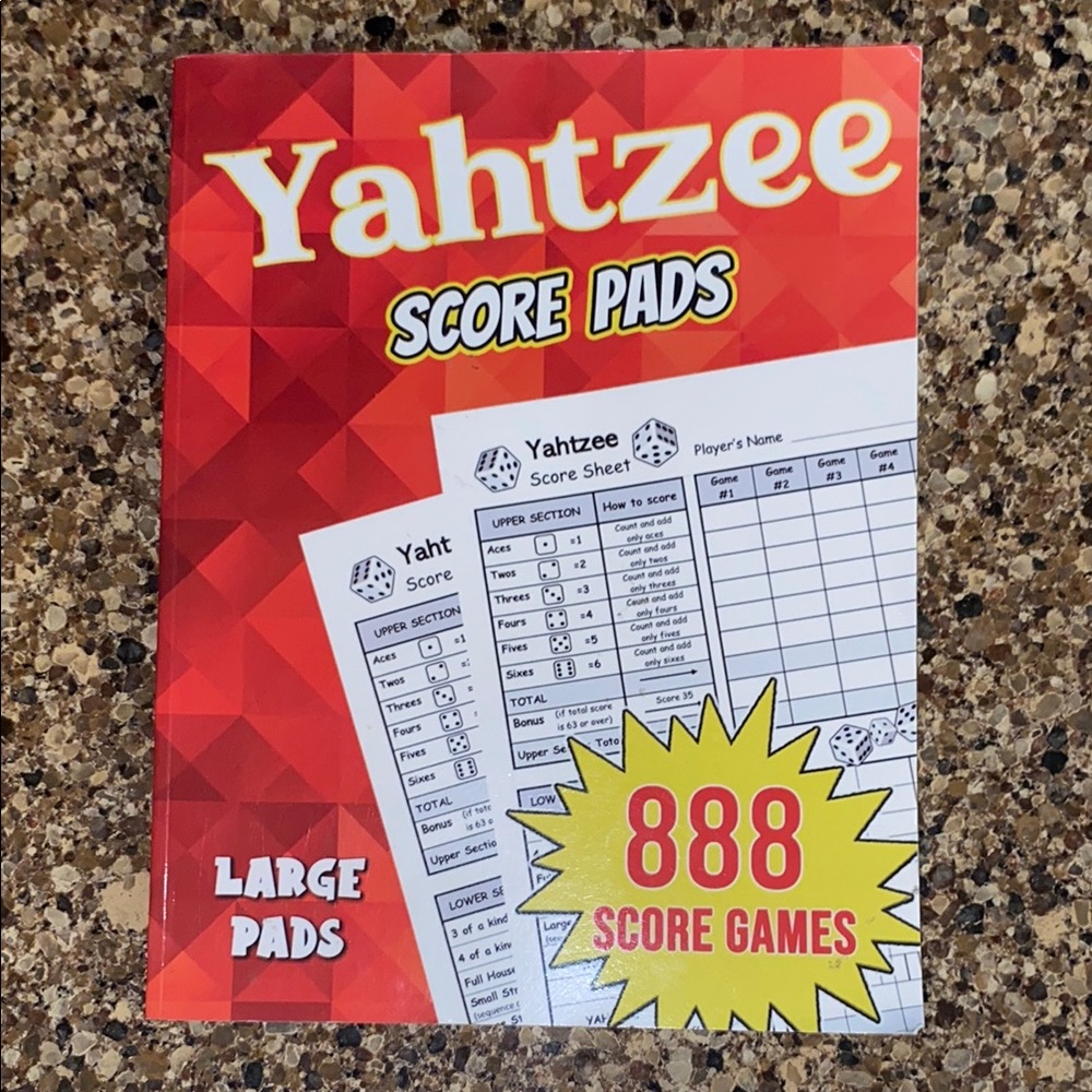 5/$25 Yahtzee score pads book, 888 score games, large pad